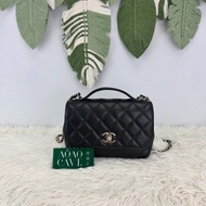 《荃灣實體店》 CHANEL Business Affinity 黑金荔枝牛皮郵差包 全套有單
