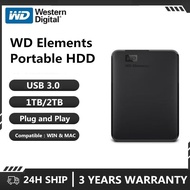 WD External Hard Drive Elements 1TB/2TB USB 3.0 Plug and Play Fast Transfer Suitable for Windows and