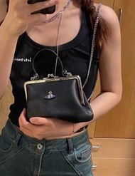 Vivienne Westwood西太后彩色土星銀扣純羊皮休閒鏈條餃子包手拎單肩斜挎包