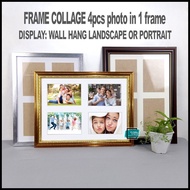 Frame Collage 4pcs photos in 1 frame Rectangle size 3R, 4R, 5R, 6R wall hang landscape/portrait