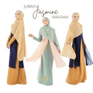 Jubah Jasmine Jelita Wardrobe,Jubah cardigan,Jubah como crepe,Jubah free shawl,READY STOCK