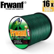 Frwanf 100M 16 Strands Braided Fishing Line X16 PE Line Hollow Flat Wires 20-500LB All Size Mossgree