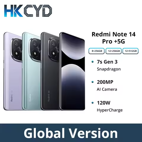 Global Version Redmi Note 14 Pro+ Plus 5G Smartphone Snapdragon 7s Gen 3 200MP Rear Camera 5110mAh A