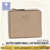 [SG SELLER] Kate Spade KS Womens Glitter Fabric Small L-Zip Bifold Rose Gold Fabric Wallet with Gift Box