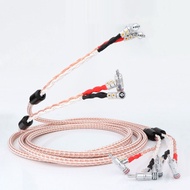8TC 16core 7N OCC Copper Speaker Cable With Right Angled Banana Plug Loudspeaker Cable