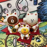 日本限定！LINE FRIEND 熊大CONY SALLY 招財貓貯金箱 (三入)