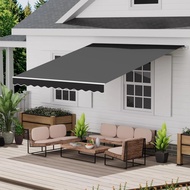 10' X 8' Retractable Awning For Patio, Patio Awning With Adjustable Tilt Angles, Uv Protection Sun S