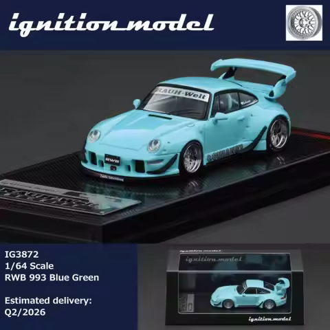 In Stock Ready To Ship Ignition Model 1:64 Porsche 911 RWB 993 "Blue Green" Diecast Model Car #IG387