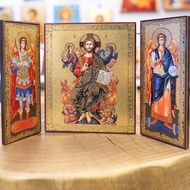 BlessedMart Orthodox Icon Wooden Hinge Byzantine Style (Folding Icon) Height 5.3 Inches