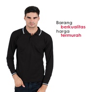 Kaos Polos Berkerah Fashion Kaos kerah Pria/Wanita Polos Lengan Panjang-Marun-merah-hitam-abu-navi-p