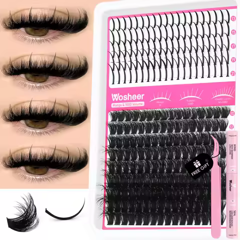 WOSHEER Lash Clusters Kit Lash Spikes Eyelash Clusters Volume Individual Lashes DIY Spiky Lash Exten