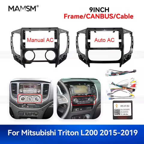 MAMSM 9inch For Mitsubishi TRITON/L200 2015-2019 Car Frame Fascia Adapter Radio Dashboard Player Fit