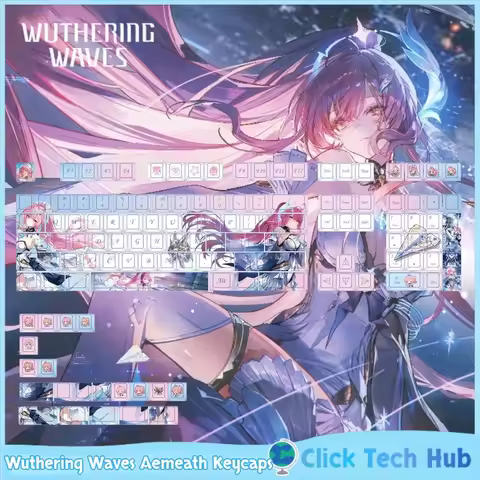 Wuthering Waves Aemeath Keycaps 128key Character Theme Key Cap Anime Pbt Hot Sublimation Game Theme 
