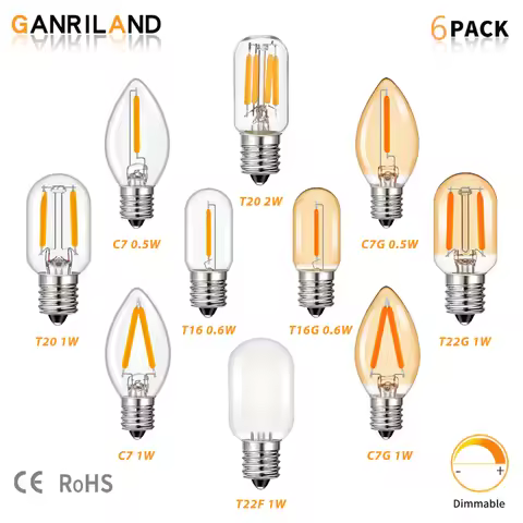 6PCS E12 E14 LED Mini Light Bulbs Low wattage 0.5W 1W 2W Replacement 7W Incandescent Bulbs Dimmable 