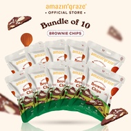 [Pack of 10] Amazin Graze Mini Dark Chocolate Brownie Chips (300g)