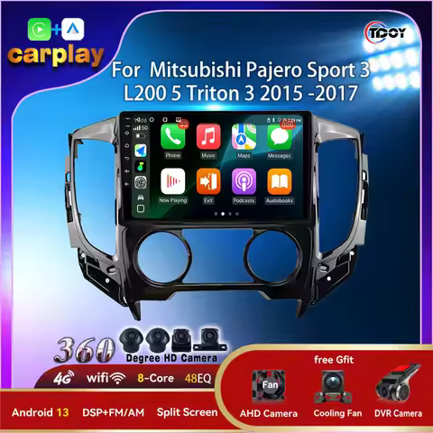 For Mitsubishi Pajero Sport 3 L200 5 Triton 3 2015 2016 2017 2018 2019 Carplay Android Auto Wireless