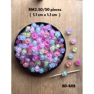 RM2.50/50 keping : BD-888 - Manik - Bead - Bunga - Flower - 1.1 cm x 1.1 cm