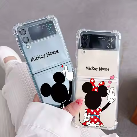 Minnie Mickey Mouse Clear Case for Samsung Galaxy ZFlip3 Z Flip 5 zflip 5G Z Flip 4 Flip4 ZFlip4 Sil