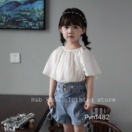 Extremely luxurious Hanoi girl style jeans and t-shirt set 9-20kg, girls' t-shirt and jeans set