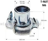 ทีนัท T-NUT M6 เกลียว 1.0 มม.น๊อตเบอร์ 10  อุปกรณ์ลำโพง ตู้ลำโพง สำหรับดอกลำโพง เหมาะกับงานไม้ ฝังภา