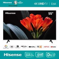 ดิจิตอลทีวี  Hisense ทีวี 55 นิ้ว 4K รุ่น 55E6K Ultra HD Smart TV Voice Control VIDAA 2.5G+5G WIFI Build in Netflix &amp; Youtube /DVB-T2 / USB2.0 / HDMI /AV 55E6K One