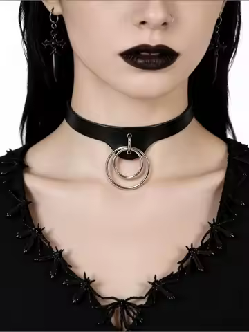 Punk Style Metal Collar YK2 Girls Leather Harness Choker Necklace for Women Party Club Chockers Goth