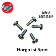 BAUT SKRUP M5x12 BAUT KASAR PANJANG 12cm