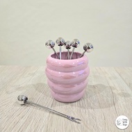 Living With Style - Spiral Round Version Mini Cutlery Set / Aneka Sendok Garpu Set Dengan Tempat Ker