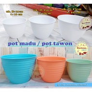 / Plant Flower Pot Honey Pot White Wasp Pot 21Cm & 24Cm Oentoeng By.Calista