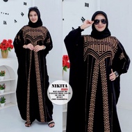 Nikita Jumbo Kaftan Dress Ld 170 Lowo Batik Pekalongan Busui Rayon Premium Modern/ Gamis Eid Batik A
