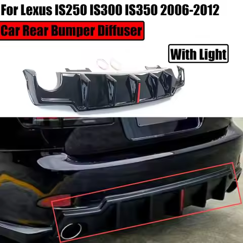 Rear Bumper Diffuser With Light For Lexus IS250 IS300 IS350 2006-2012 Car Accessories Spoiler Splitt