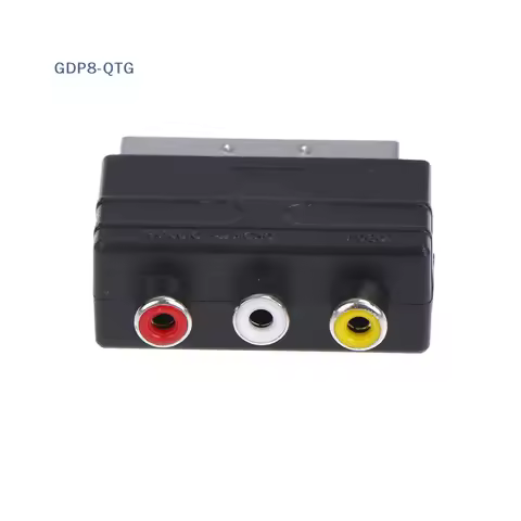 1PC Silver SCART To 3 RCA Composite Phono Adaptor Converter + In / Out Switch 4.7cm × 4cm × 1.7cm