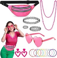 19 Pieces 80s 90s Outfit Women's Accessories Malle Accessories with Bum Bag 80s Clothing Women's Set