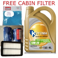 HONDA CITY TOO 2020y (NO-HYBRID) JAZZ & CITY 2017y HYBRID OIL + AIR FILTER + KOYOMA 0W20 FULLY SYNTH