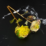 24k Golden Plated Gold Rose Artificial Flower Foil Rose Flower Valentine's Day Gifts 24k Golden Plated Gold Rose Love Flower