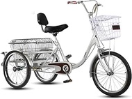 3 wheel bikes Pedal Adult Tricycles Three Wheel Trike Bike Cruiser 20 Inch Bicycles with Cargo Basket Backrest for Seniors Women Men Cycling Pedalling