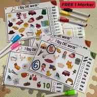 CVC Words Reading with FREE Marker for Kindergarten Activity