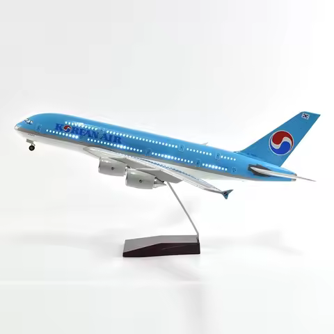 45.5cm A380 Die-Cast Airplane Model 1/160 Scale Korean International Airline with Light & Wheels Air