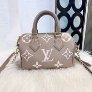 LV Speedy20 雙色斑鳩灰奶油白波士頓包 晶片款