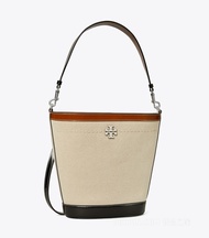 Tory Burch - 卡其帆布水桶包 (米白拼接)