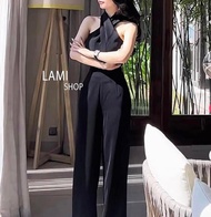 [Voucher 50k Freeship Max 0 đồng toàn quốc] Jum cổ yếm mmauf đen hottrend quần ống rộng mặc đi đám c