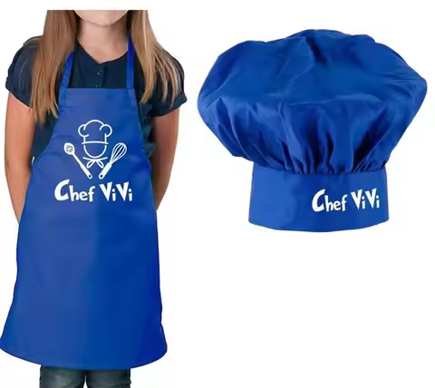Personalized Chef Apron and Chef Hat Set, Custom Apron For Boys Girls Kids Little Chef, Custom Birth