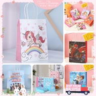 🐇1PC Kids Cartoon Paper Bag 21x15x8cm Medium Birthday Party Paper Bag Beg Kertas Birthday Door gift 