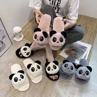 Panda doll fur house slippers