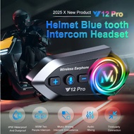 Y12Pro Intercom Headset Motorcycle Helmet Intercom Bluetooth Headset V5.3 Hands Free Call Intercom 5