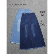 Z-PLATED JEANS SKIRT JEANS SKIRT /Wanita JEANS SKIRT /POLOS / SPAN JEANS SKIRT / LONG JEANS SKIRT / 