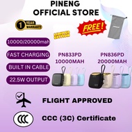 [3C Certified] Smallest Pineng PN833 PN836 10000mAh 20000MAH 22.5W Fast Charge PowerBank Built-in Ca