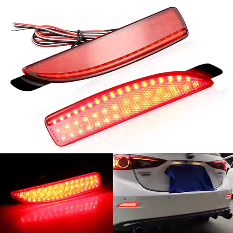 2Pcs LED Red Rear Bumper Reflector Tail Brake Light For Mazda 2 2003-2007 Mazda 5 CR19 2005-2010 Car