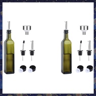 (GCFK) 2X Glass Olive Oil Bottle-500 Ml Green Oil and Vinegar Bottle with Pourer and Funnel-Olive Oi