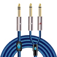 GOLLEY LION Stereo 1/4 TRS 6.35mm Jack to Dual 1/4 In TS Mono Male Audio Cable for Amplifier Speaker